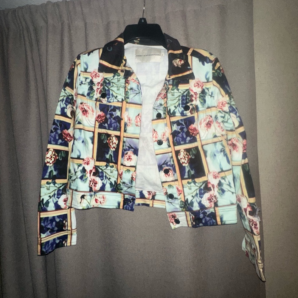 Mary Katrantzou  cage floral print denim jacket